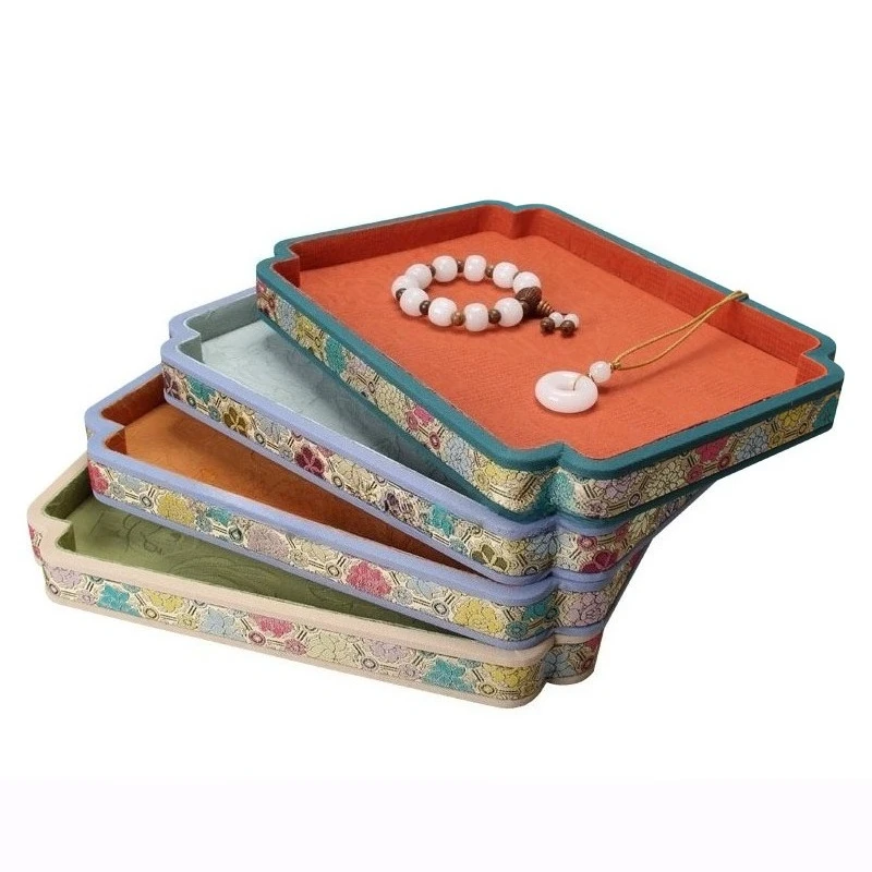 

Chinese Style Jewelry Display Tray Jade Bracelet Pendant Viewing Tray Counter Bracelet Storage Trays Live Streaming Display Prop