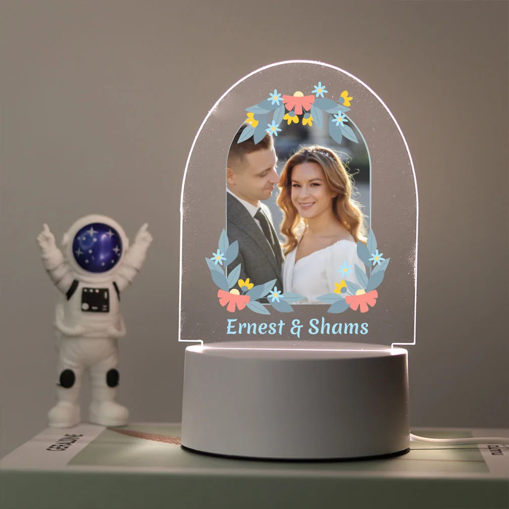 Custom photo acrylic LED lamp, personalized night light, multifunctional desktop decoration and bedroom lighting, practical gift