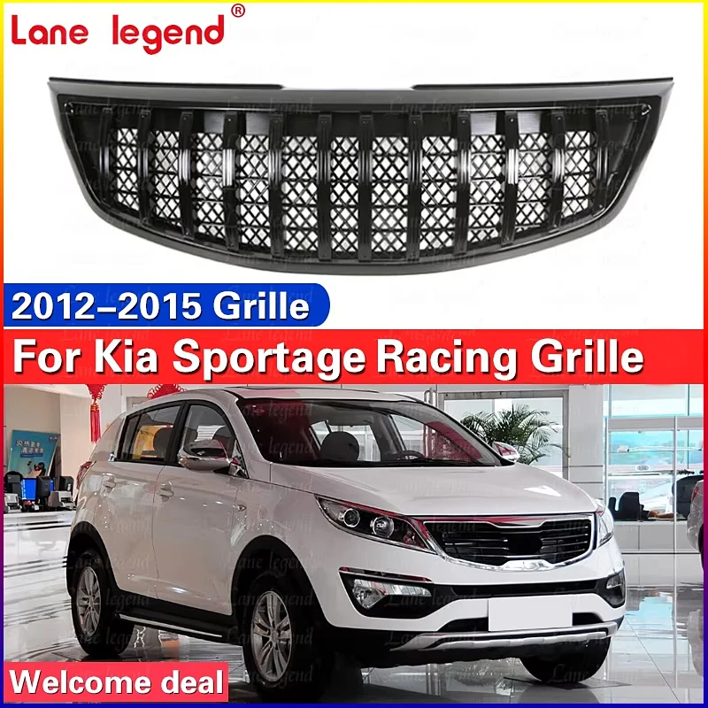 Grille on car front bumper For KIA Sportage 2012-2015 Modified racing grille accessories decorative ABS