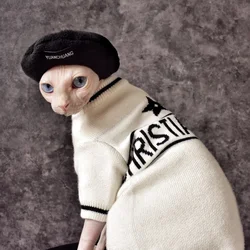 Sphynx Cat Clothes Celebrity Lady Sweater Hairless Cat Clothes Thickened Warmth Devon Cat Clothes,Peter Bald,Cornish Cat Clothes