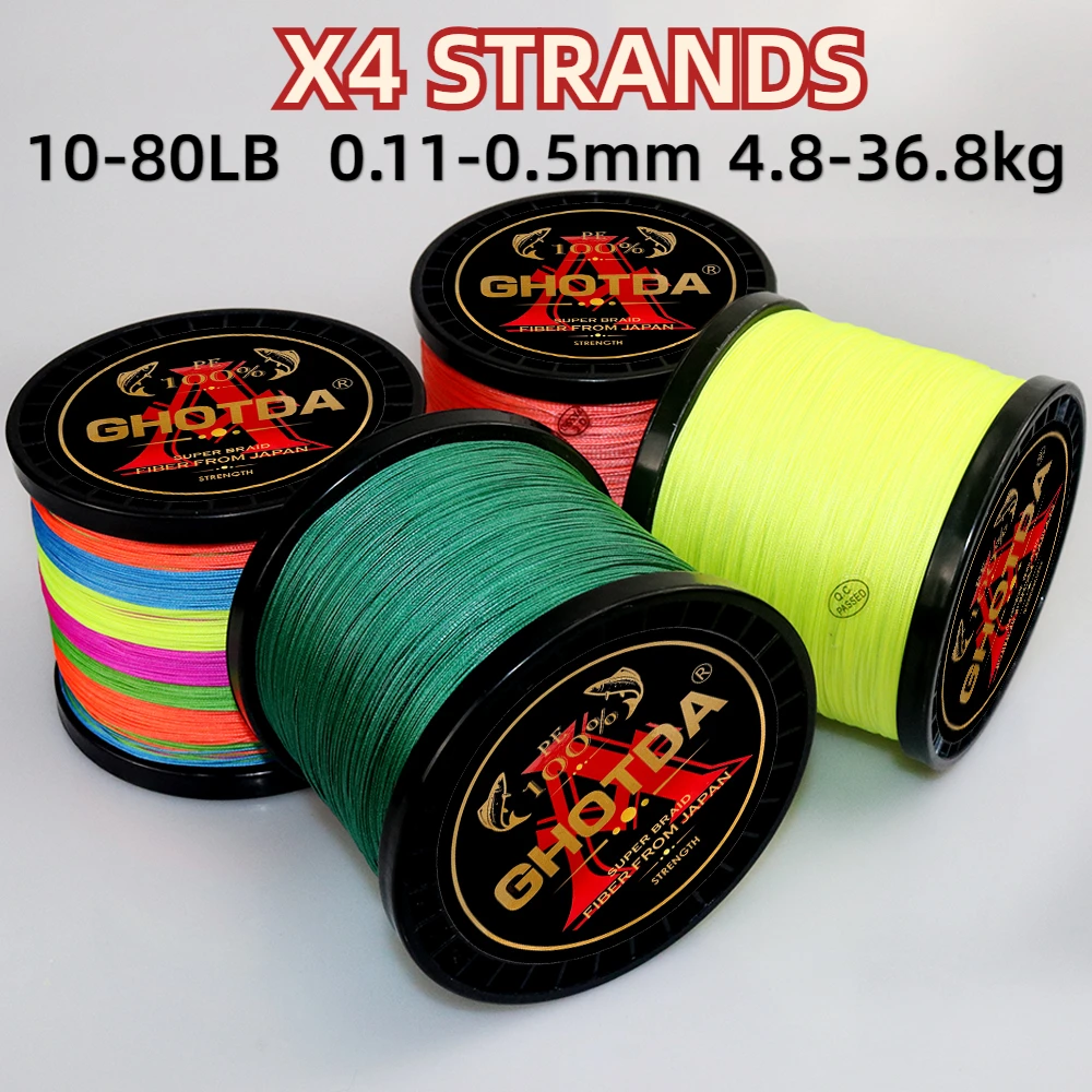 4 Strands 300M Hollow Core Extreme Strong Multifilament PE Braided Fishing Line 10LB-80LB Smooth Durable Main Wire for Saltwater