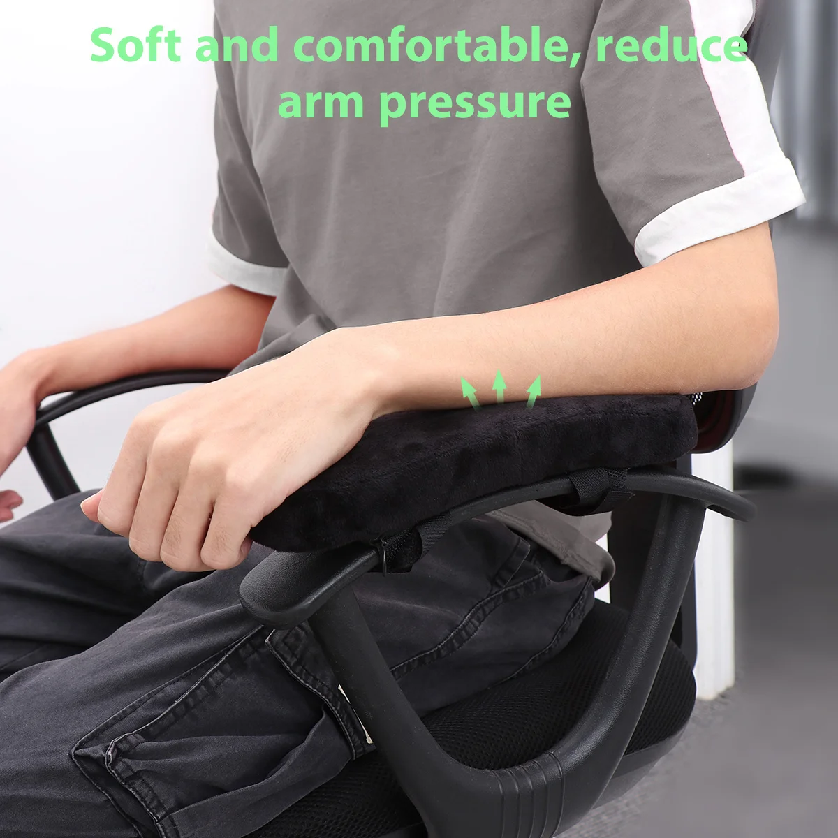 

2pcs Memory Foam Elbow Pillow Chair Armrest Pad Ultra Soft Support Anti-Slip Bottom Adjustable Strap For Office Home Use Relief