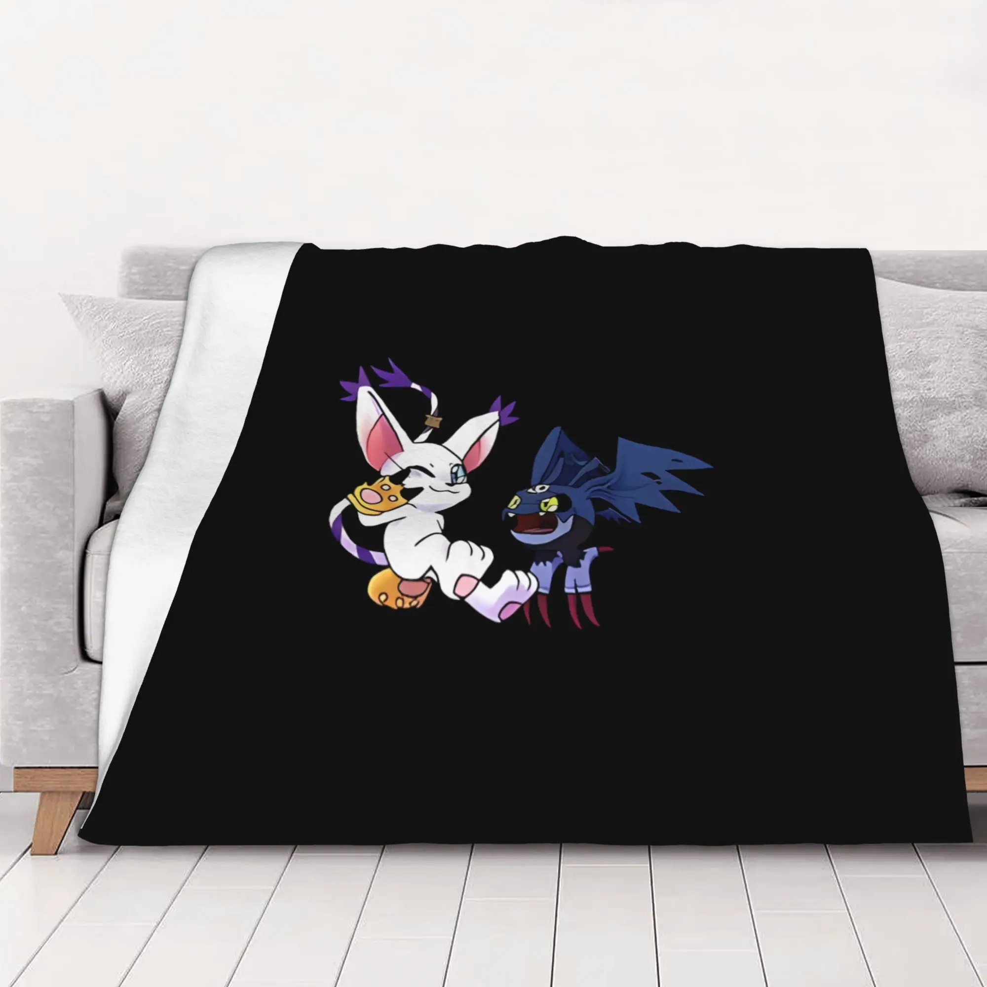 1PC home Cutecore Gatomon And Demidevimon Digimon Digital Monsters Blanket Super Cosy Plush Home Living Room Sofa halloween