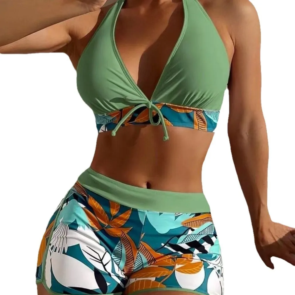 Two Piece Swimsuit Set Women's New Bikini High Waist Floral Flower Beach Summer Holidays Bikinis Swimwear