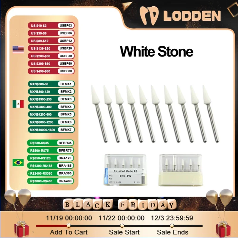 5pcs Dental White Stone White Polishing Burs Stones Burs FW/RW Drills Flame Shape for Dentistry Teeth Care & polishing