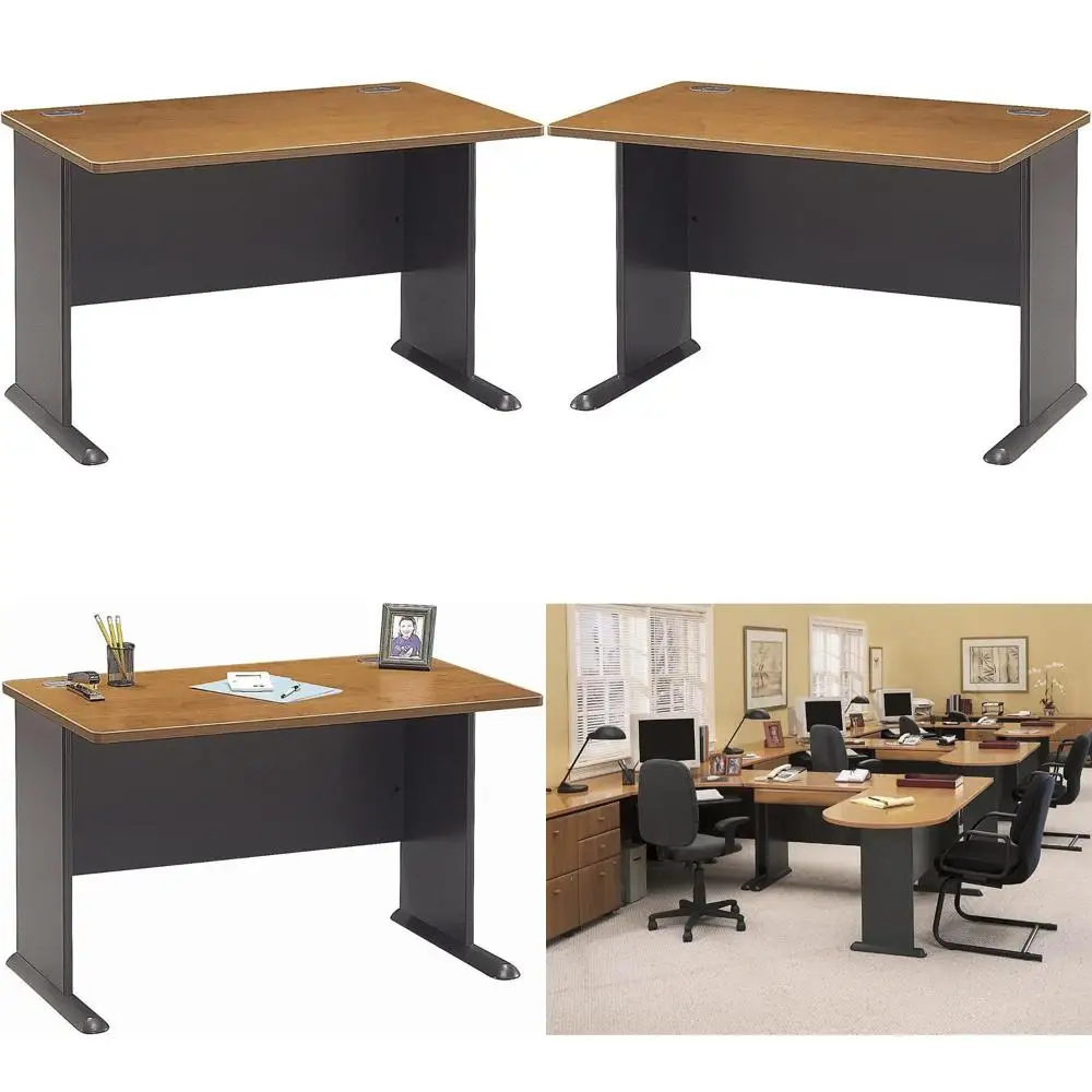 

48-inch Natural Cherry and Slate Computer Desk for Small Office or Home, Suitable for Professional Work