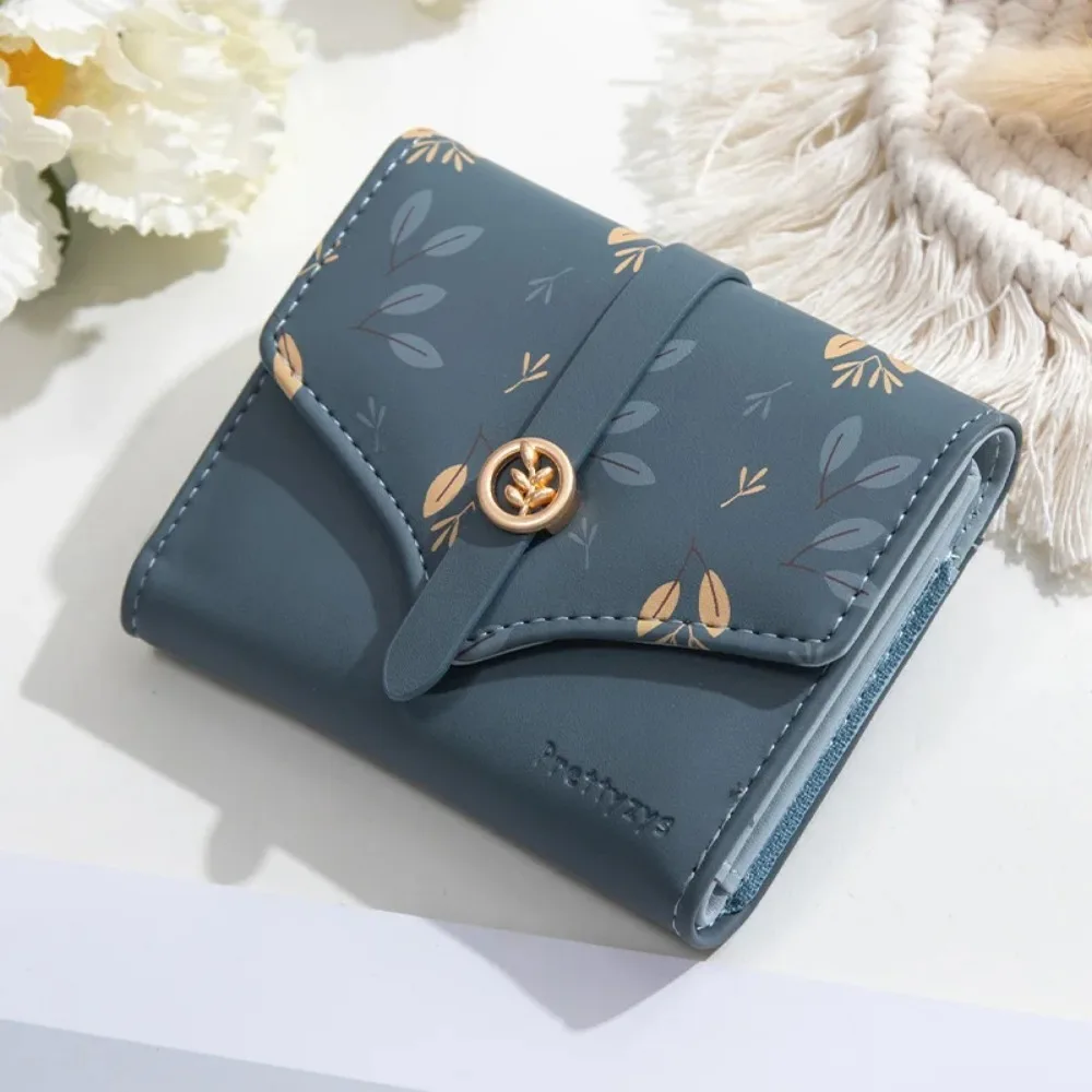 

Fashion Women Short Wallets PU Soft Printed Belt Buckle Tri-fold Short Wallet Student Coins Women Coin Purse Carteras Para Mujer