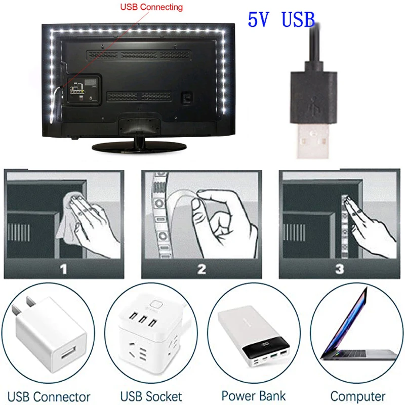 USB LED Strip Light RGB 5V SMD 5050 2835 0.5M-5M USB Bluetooth DIY Flexible Tape Diode For Party Living Room Home Decor Holiday