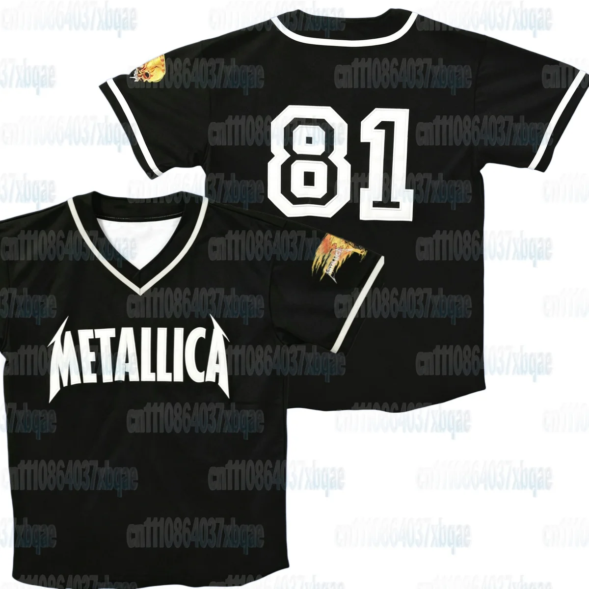 Metallica 1984 Retro Fußballtrikot 3D T-Shirt Rockband Unisex Kurzarm Lose Hemd-Oberteile Familien-Partnerlook-Oberteile T-Shirts – Detail 6