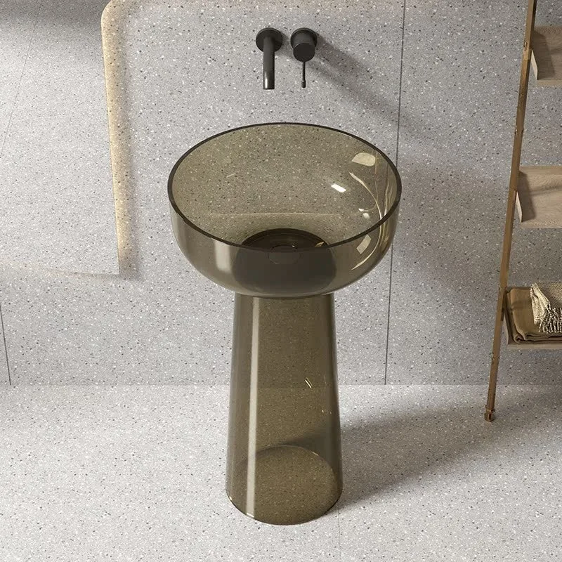

Customized Round Column Basin Resin Basin Artificial Stone Transparent Washbasin
