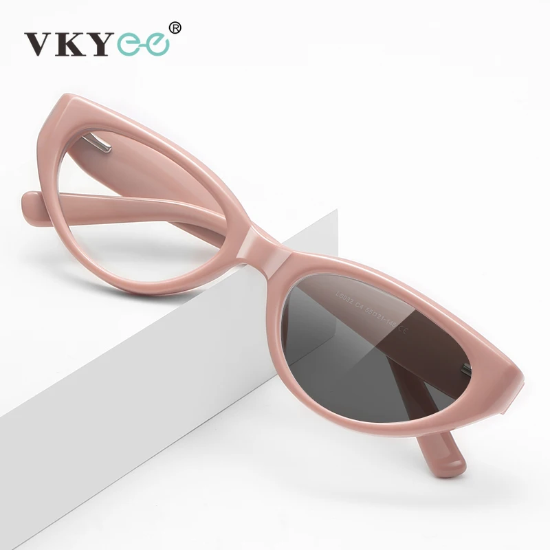 

VKYEE Fashion Oval Small Frame Cat Eye Anti-Blue Light Reading Glasses Women Customizable Photochromic Myopia Prescription LS032