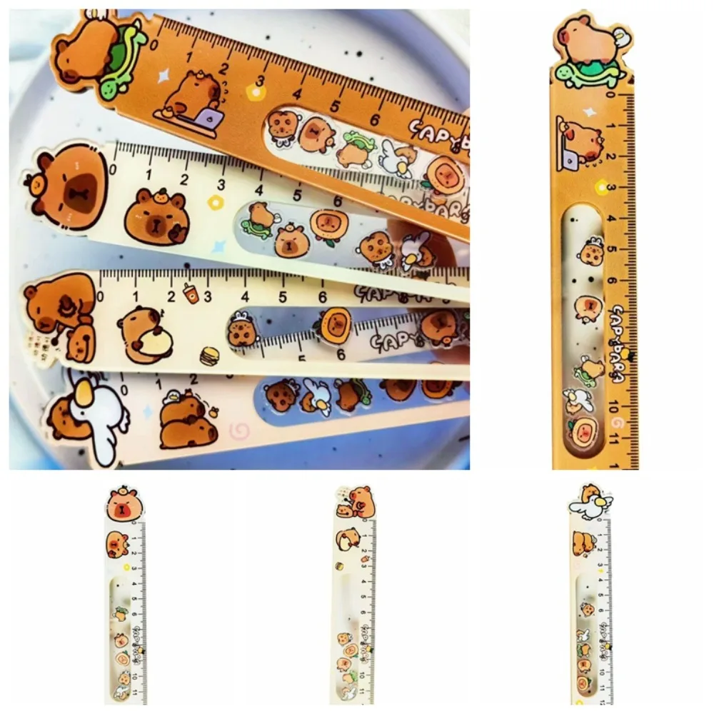 High Beauty Capybara Boring Shaking Toy Ruler Swinging Toy Kawaii Student Straight Ruler Aryclic Funny Math Drawing Ruler Kids