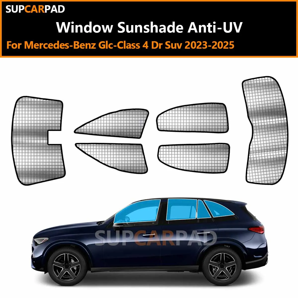 

Для Mercedes-Benz GLC-Class 4-дверный внедорожник 2023-2025: Индивидуальные солнцезащитные шторки на окна автомобиля, анти-УФ, козырьки-накладки на окна, аксессуары
