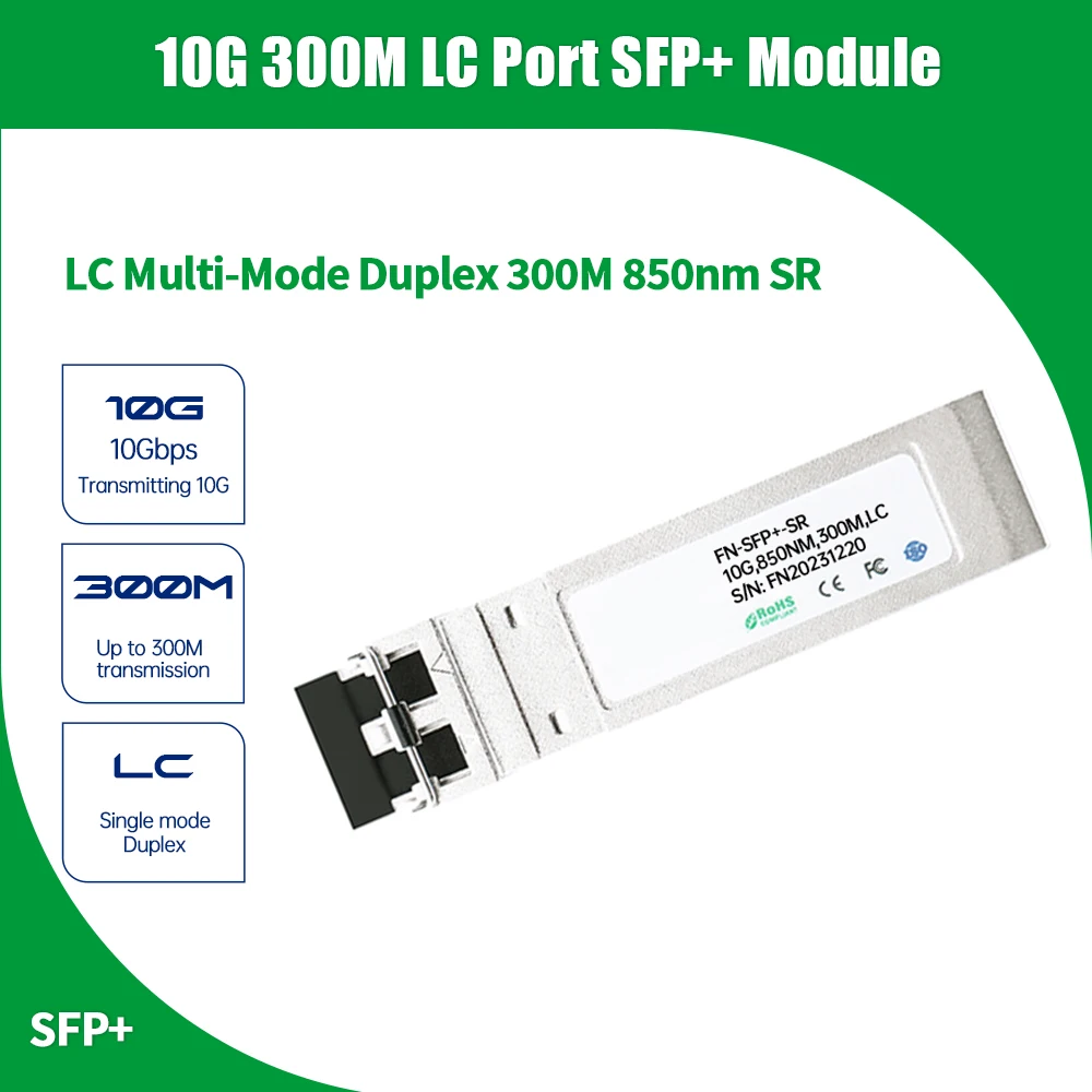 

10G 850NM 300M SR SFP+ Module Multi Mode Duplex LC Fibra SFP Transceiver Module Compatible with Cisco/Mikrotik/H3C Fiber Switch