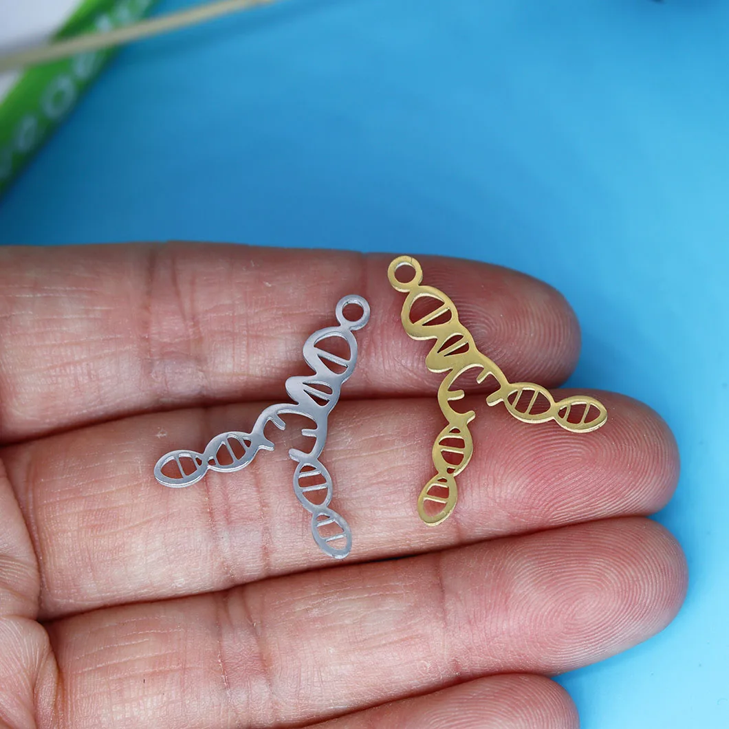 3pcs/lot Replicating DNA Biology Charm for Jewelry Making fit Stainless Steel Bracelet Necklace Pendant DIY Crafts Supplier