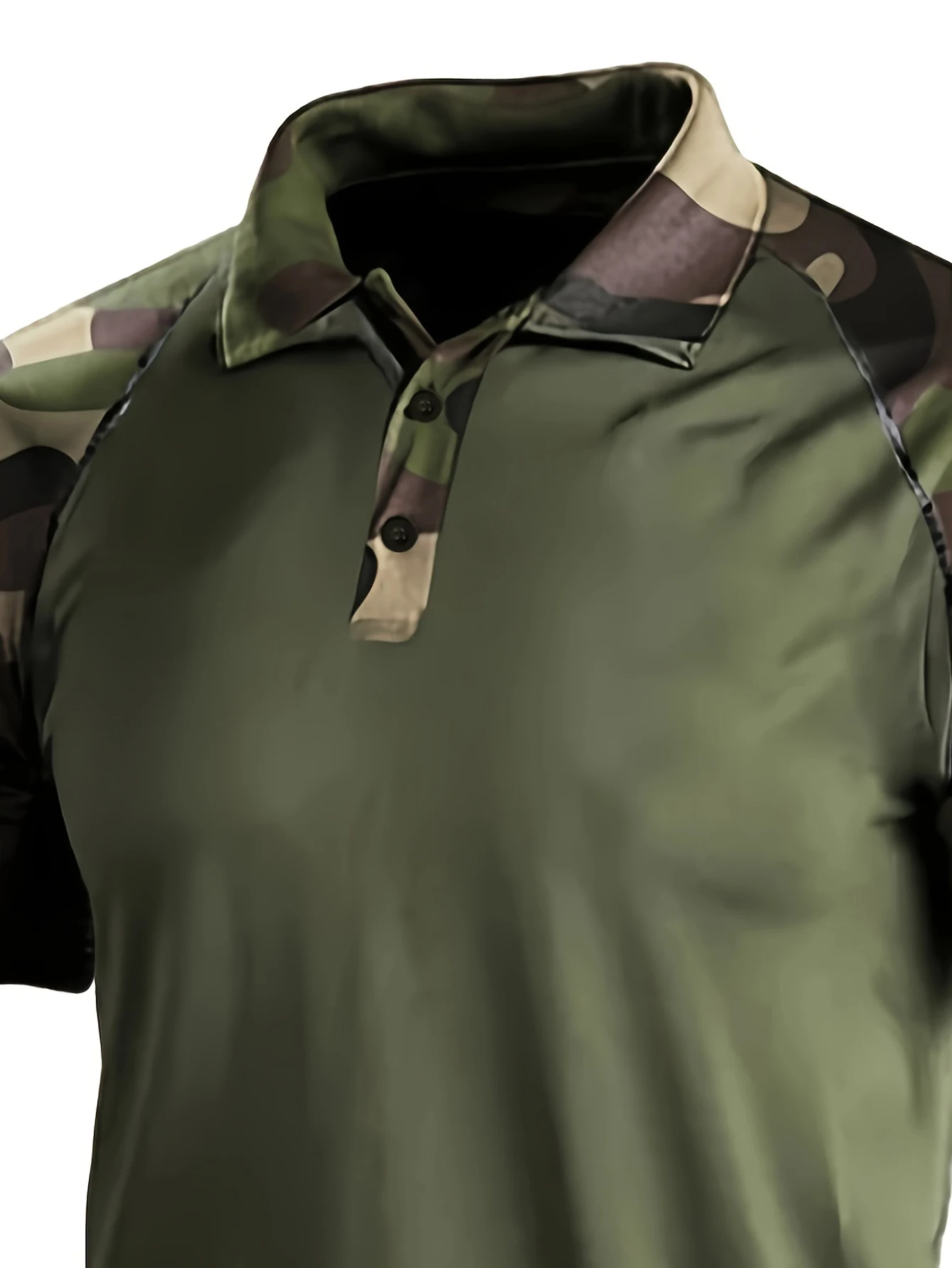 قميص بولو رجالي نحيف كلاسيكي بسيط بأكمام قصيرة وطباعة نمط مموه #3