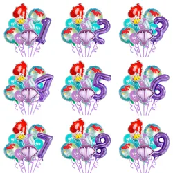 9 pz/set la sirenetta Ariel festa di compleanno palloncini Foil decorazione Baby Shower coda di pesce a forma di conchiglia fornitura di palloncini ad elio