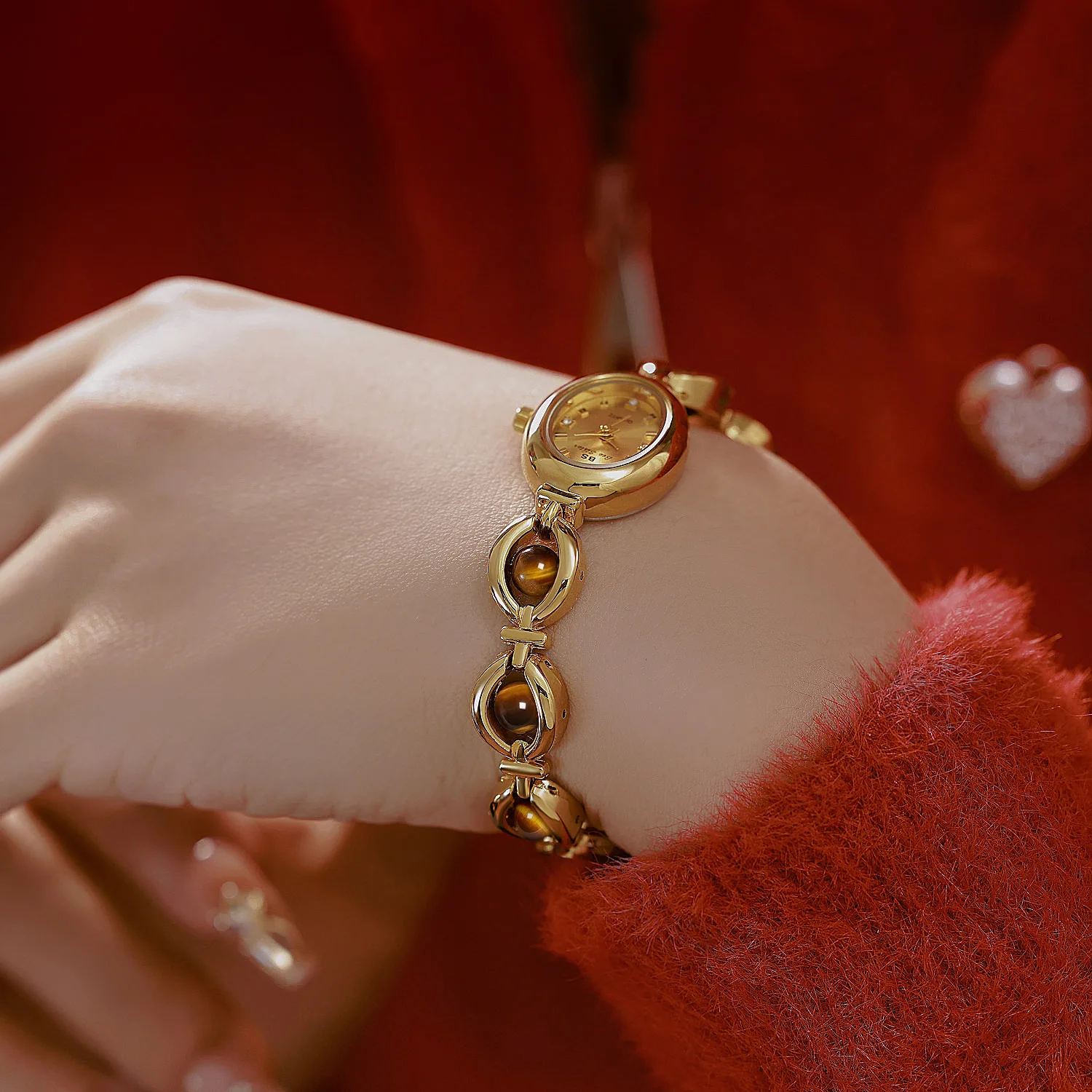 Gold Watch for Women Fashion Natural Jade Stone Bracelet Wristwatches Elegant Vintage Oval Small Watch Women Gifts Reloj Mujer
