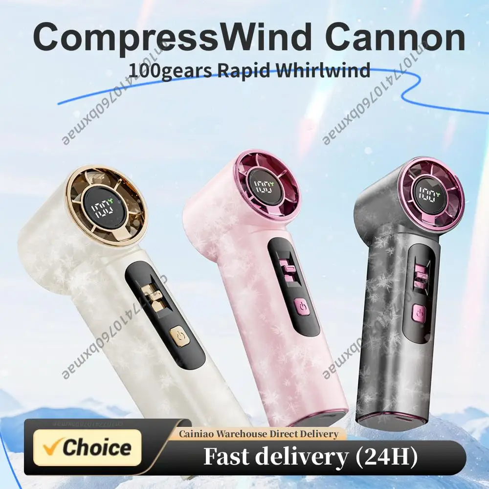 

Portable Handheld Turbo Fan Rechargeable Personal Fan 100 Speeds LED Display Hand Fan Travel Essentials Gifts for Women Men