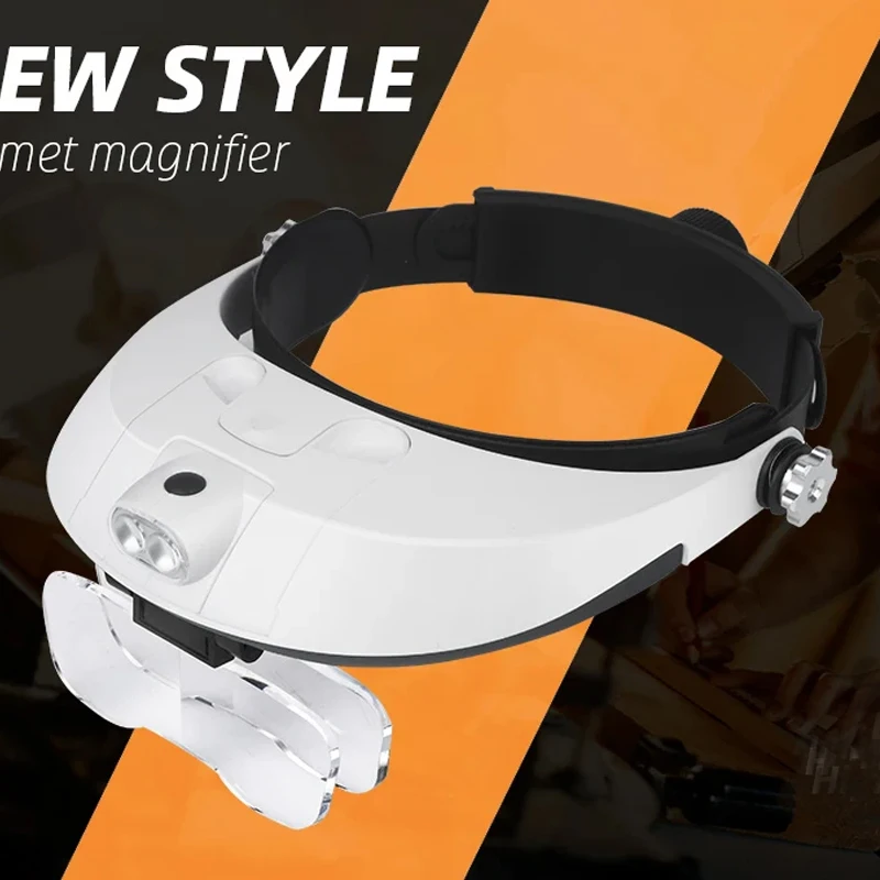 Head Mounted Magnifying Glass High-Power LED Light 1X 1.5X 2X 2.5X 3.5X 2LED Elderly Reading And Maintenance Multi Lens