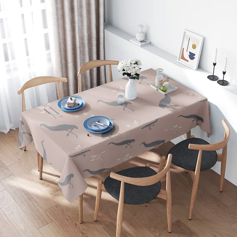 

Modern Home Decor TableclothNordic Animal Pattern Polyester Fabric with Anti-Wrinkle Design for Dining Room Decoration (Light Pi