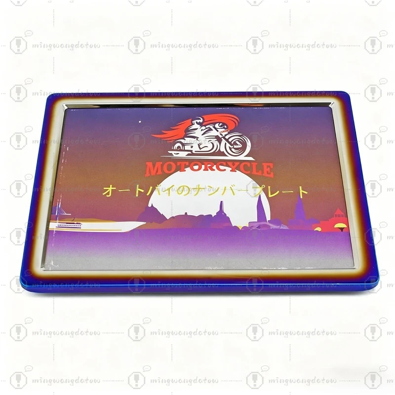 Blue Coated Motorcycle License Plate Frame Universal Scooter License Bracket Outdoor Riding Accessory