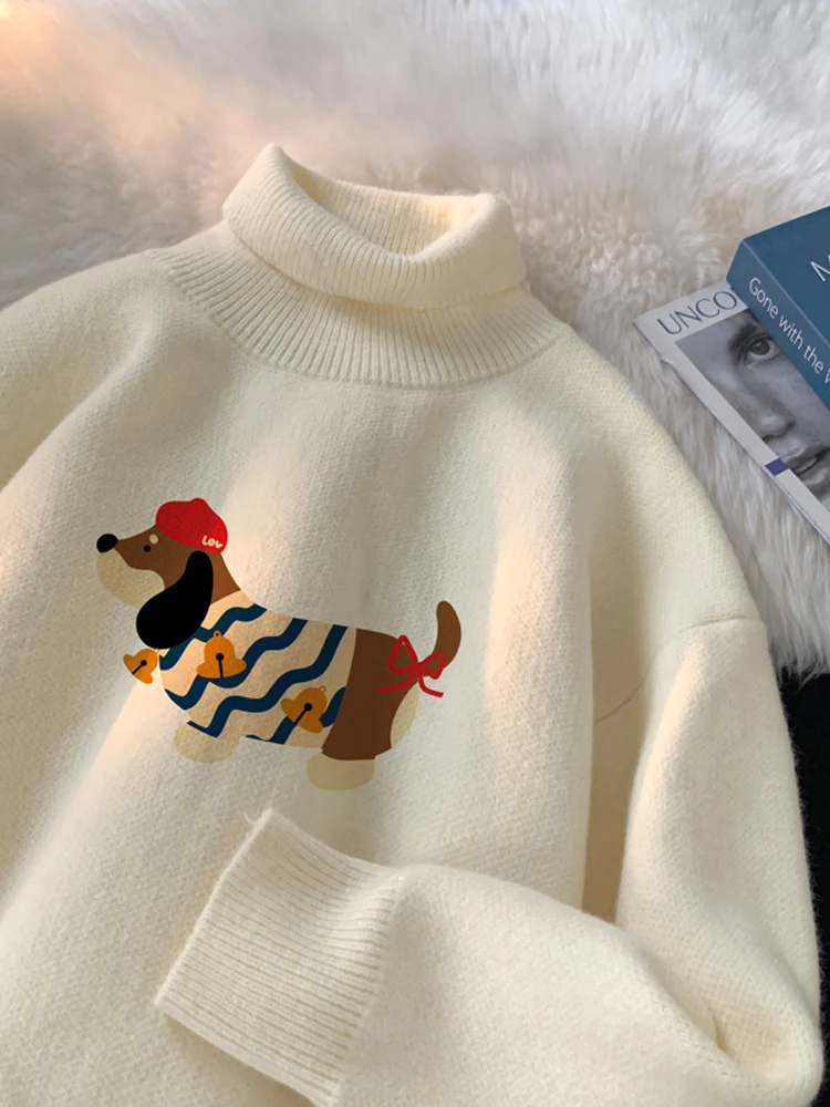 

American Sle Thiened High Collar Knitted Sweater for Men Winter Warm Inner Wear Hoodie Casual Loose Fit Long Sve Top