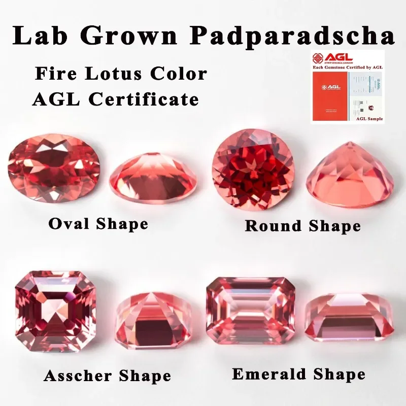 

Lab Grown Sapphire Padparadscha Fire Lotus Color Loose Gemstone for DIY Jewelry Making Materials Selectable AGL Certificate