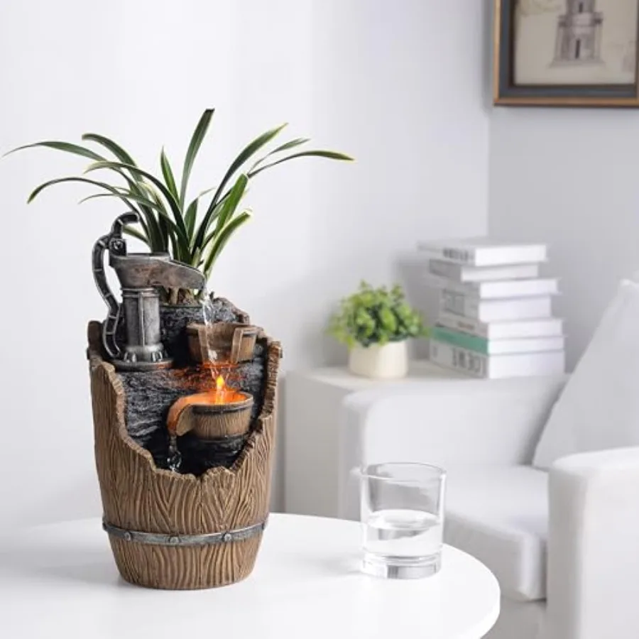 

Настольный фонтан-водопад с LED-подсветкой для релаксации и успокаивающего звука, для дома и офиса, в стиле дзен