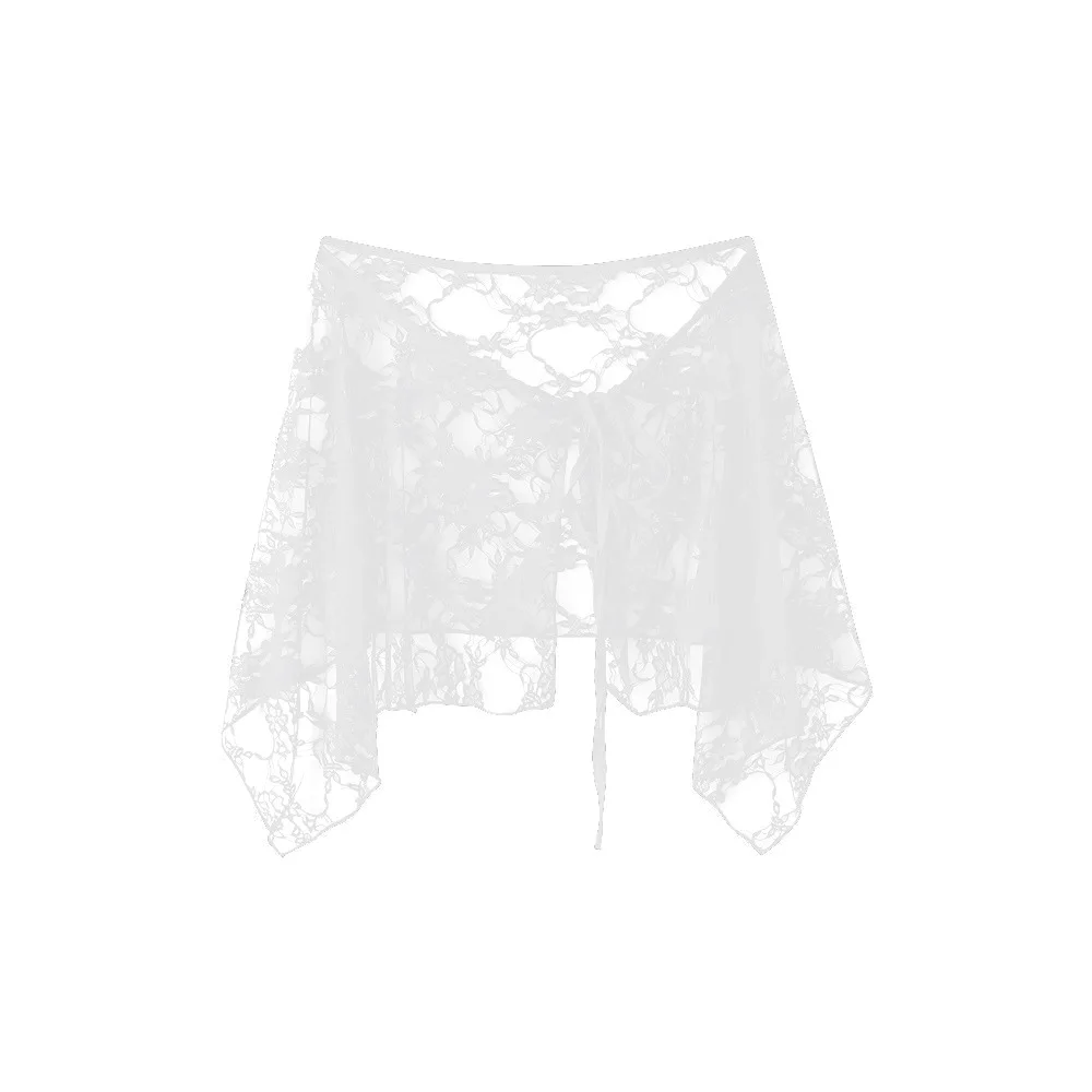 High Waist Lace Irregular Underskirt Slips Flower Lace-up Safety Skirt Petticoat Transparent Mesh Underskirt Slips Dress Spring