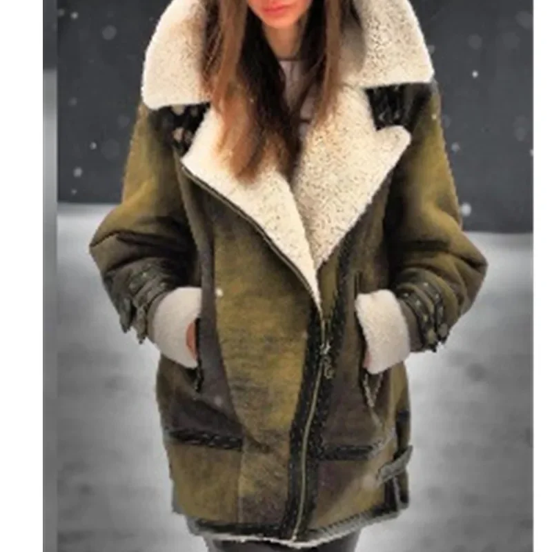 2023 winter new women's warm coat order surge imitation leather fleece fur integrated jacket thickened coat