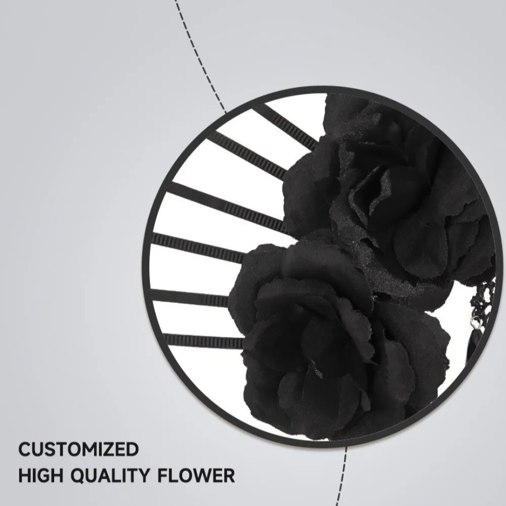 

Retro Mesh Halloween Headband Gothic Rose Veil Headband Rhinestone Black Bride Hairband Halloween Decor