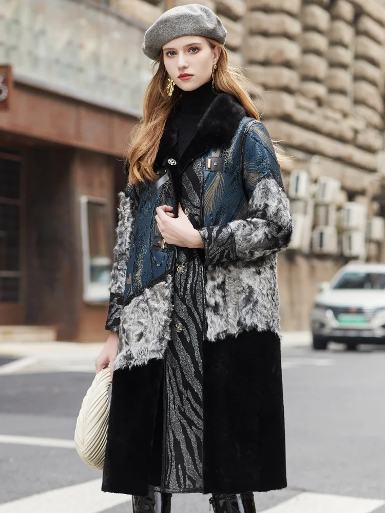 2023 Fashion Patty Winter Sheep Fur Women's Coat Mink Fur Collar Fashion Lamb Fur Grass Coat