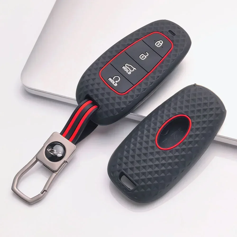Key Fob Cover for Hyundai Tucson Elantra Kona Santa Fe with Keychain Anti-Scratch Shockproof Soft Grip Button Friendly New