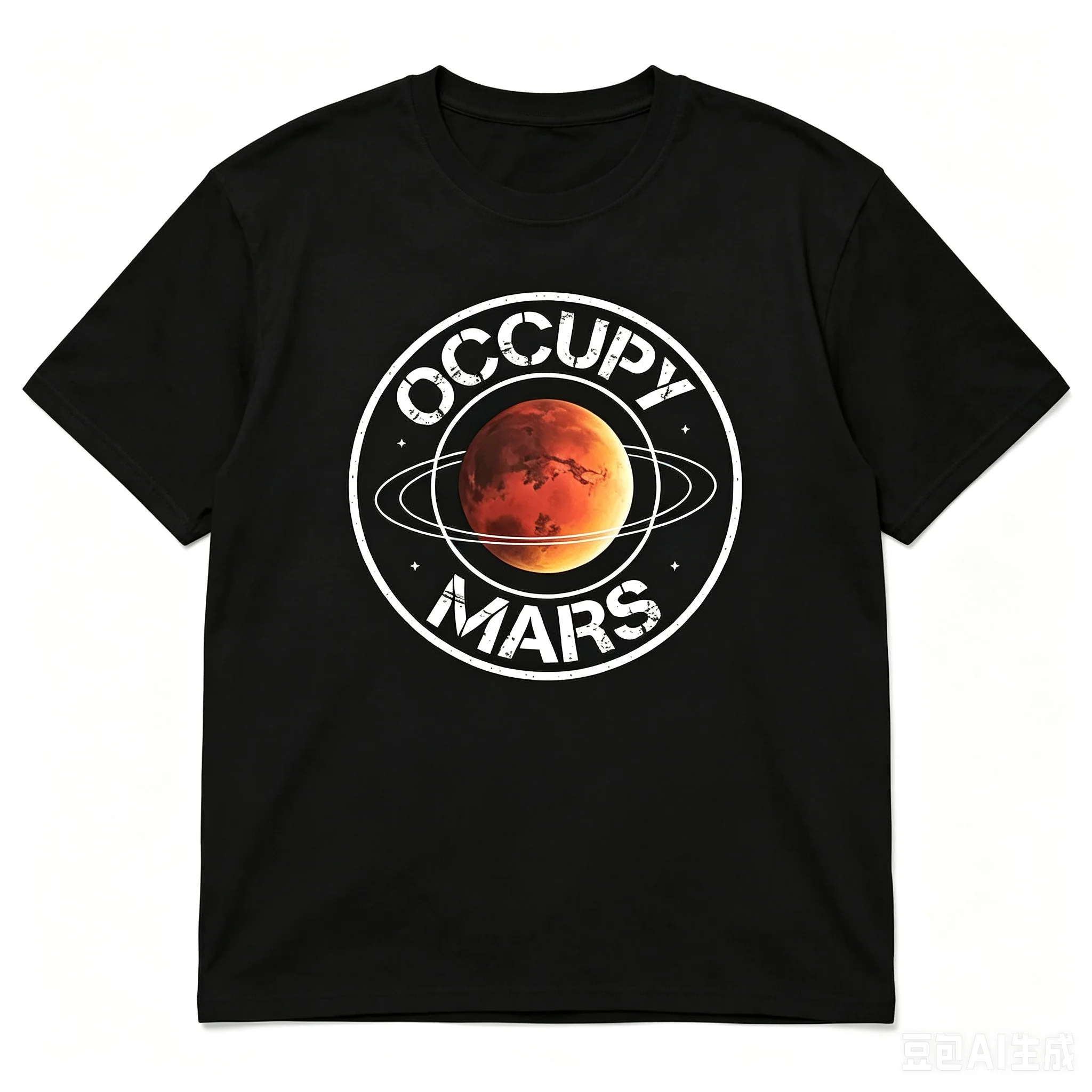 Men Occupy Mars Vintage Badge Graphic T Shirt Space Planet Mars Crew Neck Short Sleeve Casual Astronomy Tee