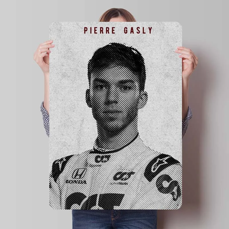 Pierre Gasly Metal Sign Racing Poster House Decor Retro Tinplate Sign for Wall Art Decoration Art of Murals Room Decor Men Home