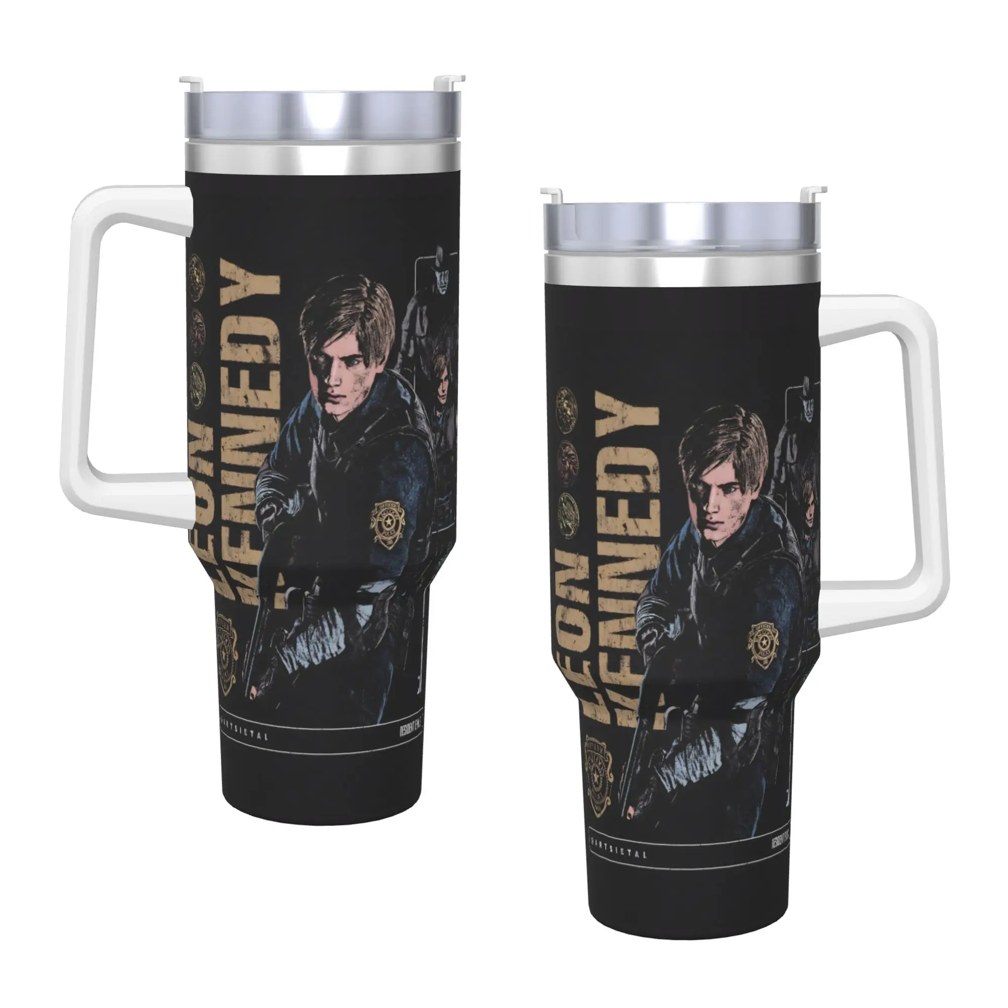 Stainless Steel Tumbler Leon Kennedy Resident Evil Thermal Mug  Leakproof Cold and Hot Mugs Cup Beach Water Bottle