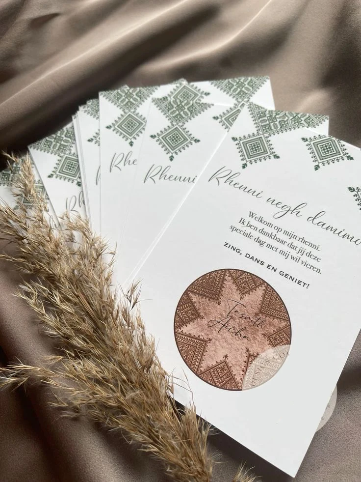 Niestandardowe zaproszenie ślubne Henna Day Karta powitalna Prezent dla gości Dekoracje imprezowe Ulubiony spersonalizowany projekt Drukuj Boda Bridal Shower — zdjęcie 5