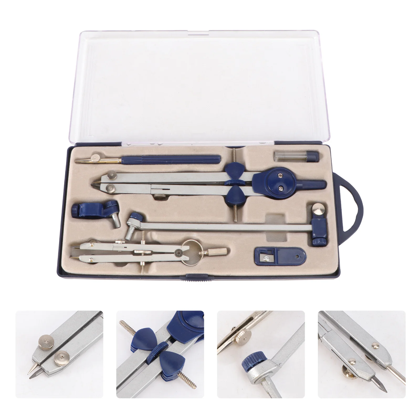 Professional Metal Precision Compass Set Screw-Mount Drawing Drafting Compass for Students Office Use with Storage Case Pencil