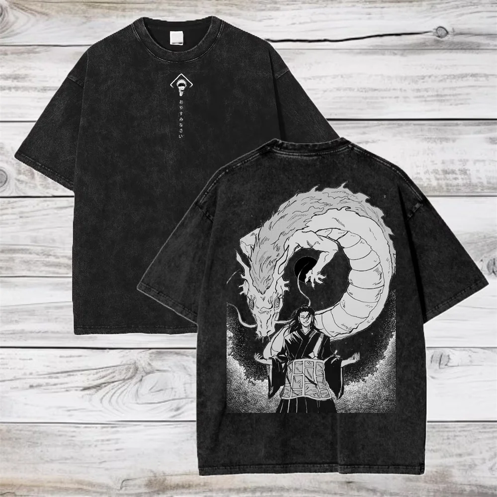 Vintage Washed One Piece Roronoa Zoro Dragon Samurai Graphic Tee Unisex Oversized Anime Streetwear Short Sleeve T‑Shirt