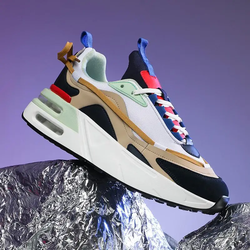 

Туфли для папы Disney 2025 в стиле ретро с цветными блоками | Кроссовки унисекс на платформе с дышащей сеткой и воздушной подушкой, модная спортивная одежда