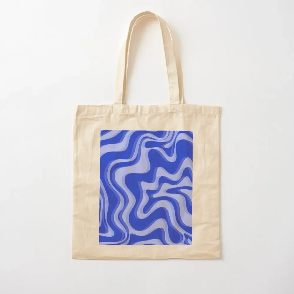 

Trippy Glitch Retro Liquid Swirl Very Blue Abstract Pattern Tote Bag personalized tote university