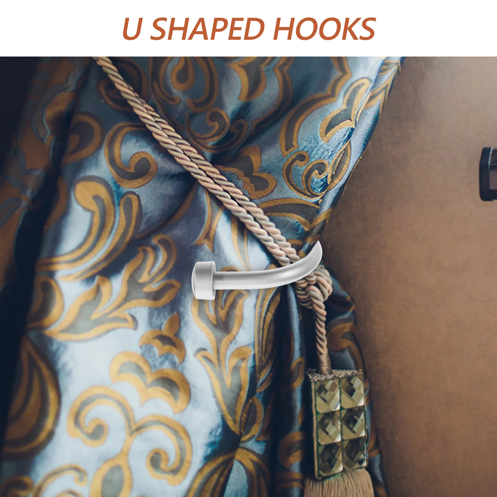 

2Pcs Curtain Holdbacks U-Shaped Iron Hooks Wall Mount Tiebacks Holders for Modern Window Drapery Hardware Home Decor Accessories