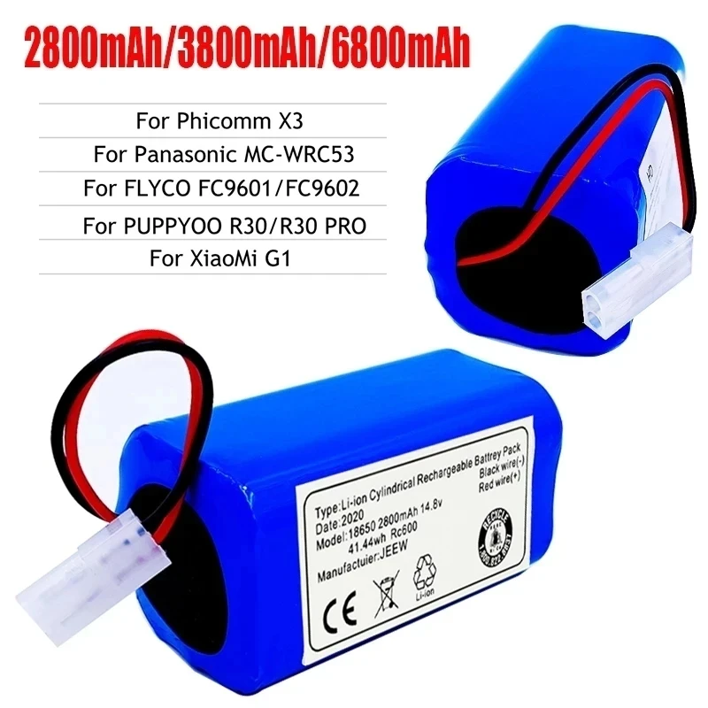 

14.4v 2800mAh Rechargeable Li-ion Battery for MIJIA Mi Robot Vacuum-Mop Essential G1 Vacuum Cleaner 18650 Battery Pack