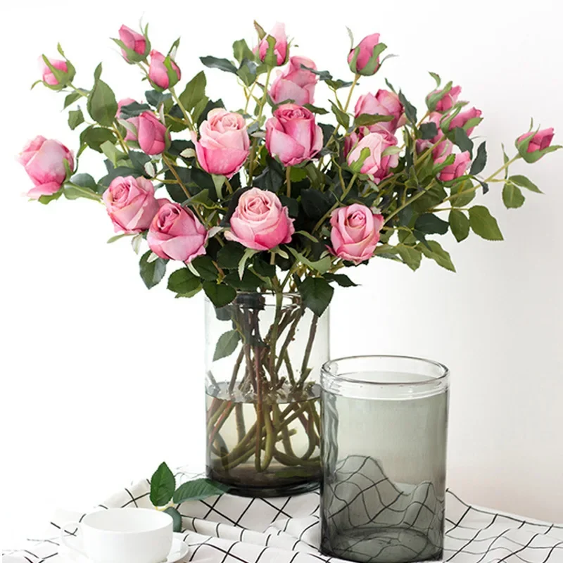 66CM Single Bulgarian Rose Artificial Flower Wedding Table Nordic Home Decoration Ornament Flower Arrangement