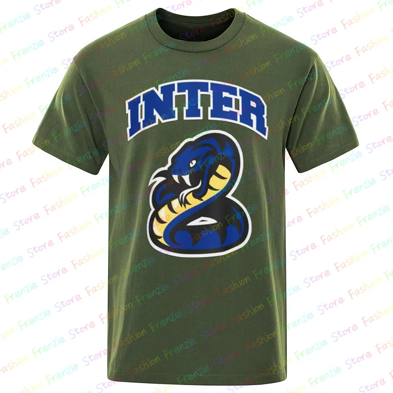 24/25 New Men's Cotton Tshirts Inter Snake Print Tshirt Fashion Breathable Sports Shirts Women Men Sportswear Tops Mens Clothing