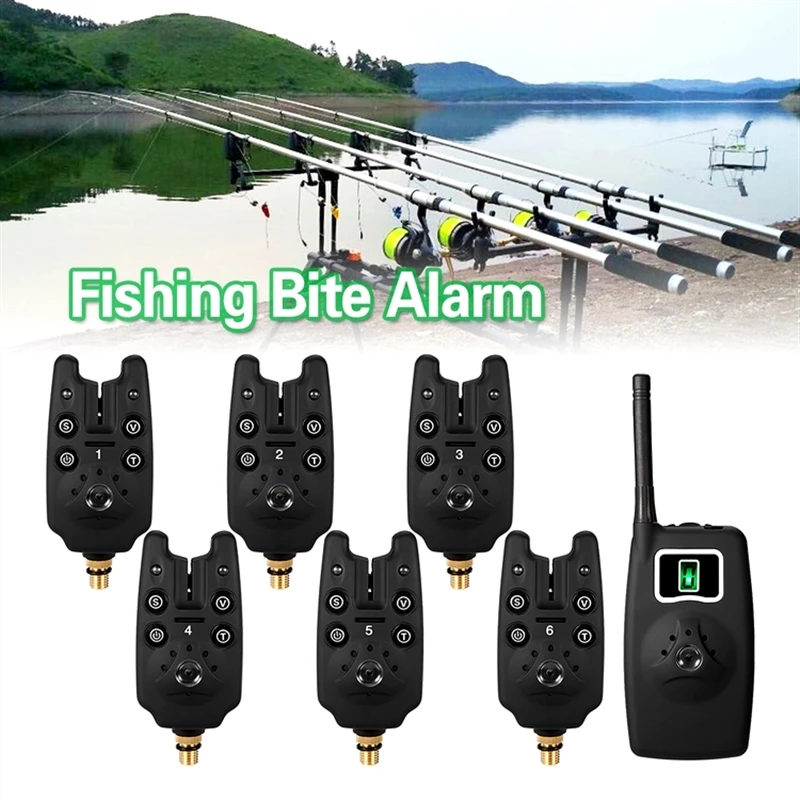 Wireless Fishing Bite Alarm Settings Digital Kit Light Emitting Diode Indicator Alarm Bell Receiver Trolley
