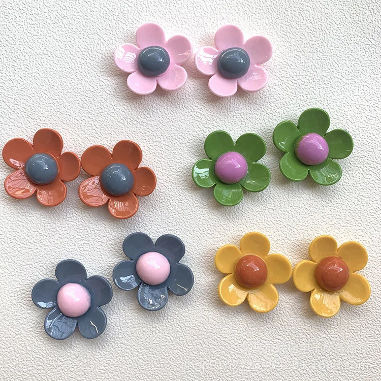 5pcs summer candy color small flower five-petal flower Resin Flower Crafts For DIY Jewelry Making Accessories