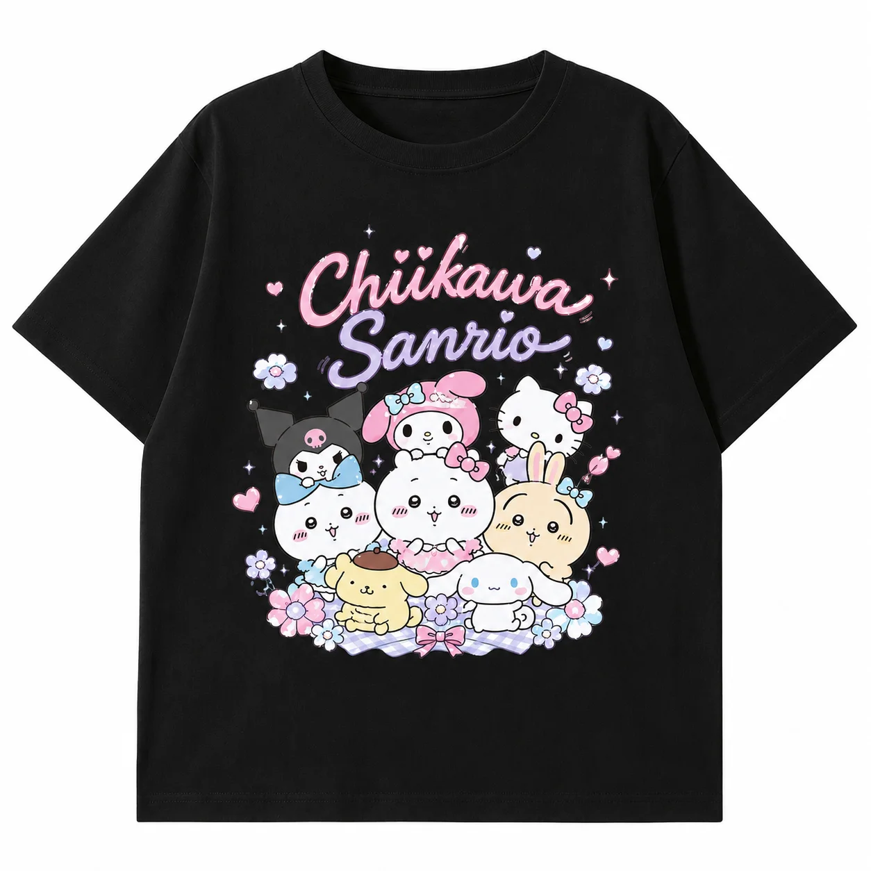 2026 CHIIKAWA Sommer Eltern-Kind Reines Baumwoll-T-Shirt Bequem Atmungsaktiv Hochwertig Ins Y2k Herren-T-Shirts – Detail 5