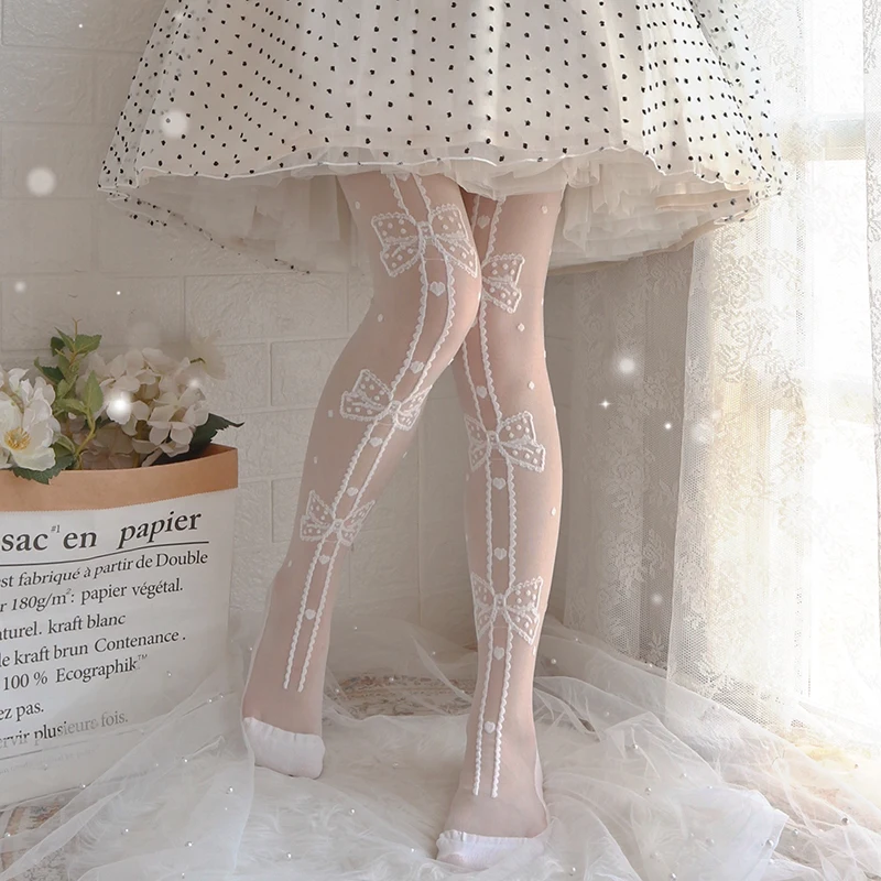 

Lolita socks female cone glass slim knee-high socks in summer Lolita Japanese lace bow socks